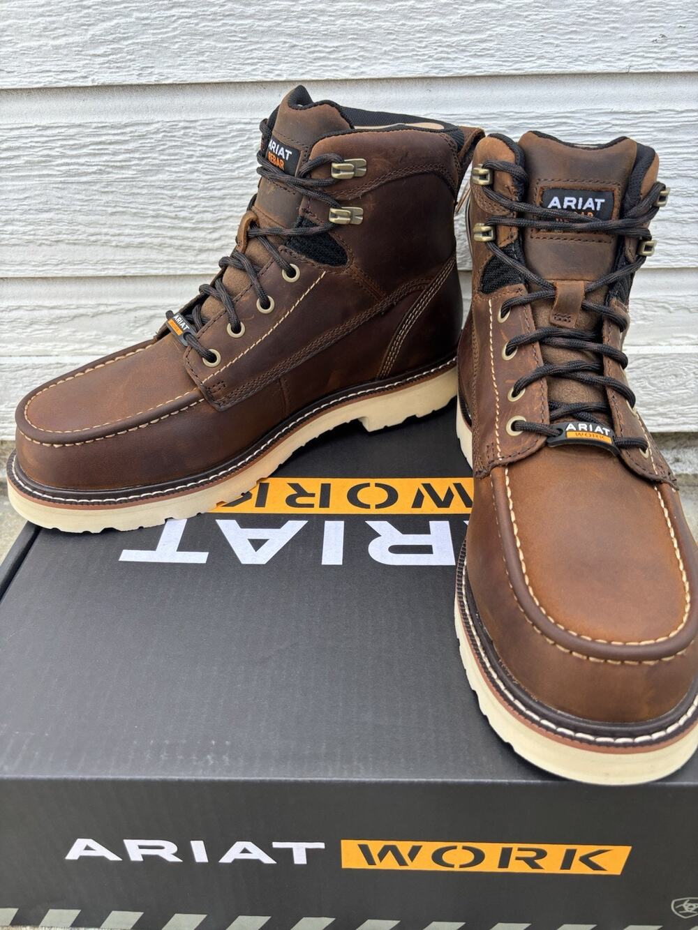 Ariat Rebar Lift 6" H20 Comp Toe Mens Sz 9.5 EE Distressed Brown Work Boots
